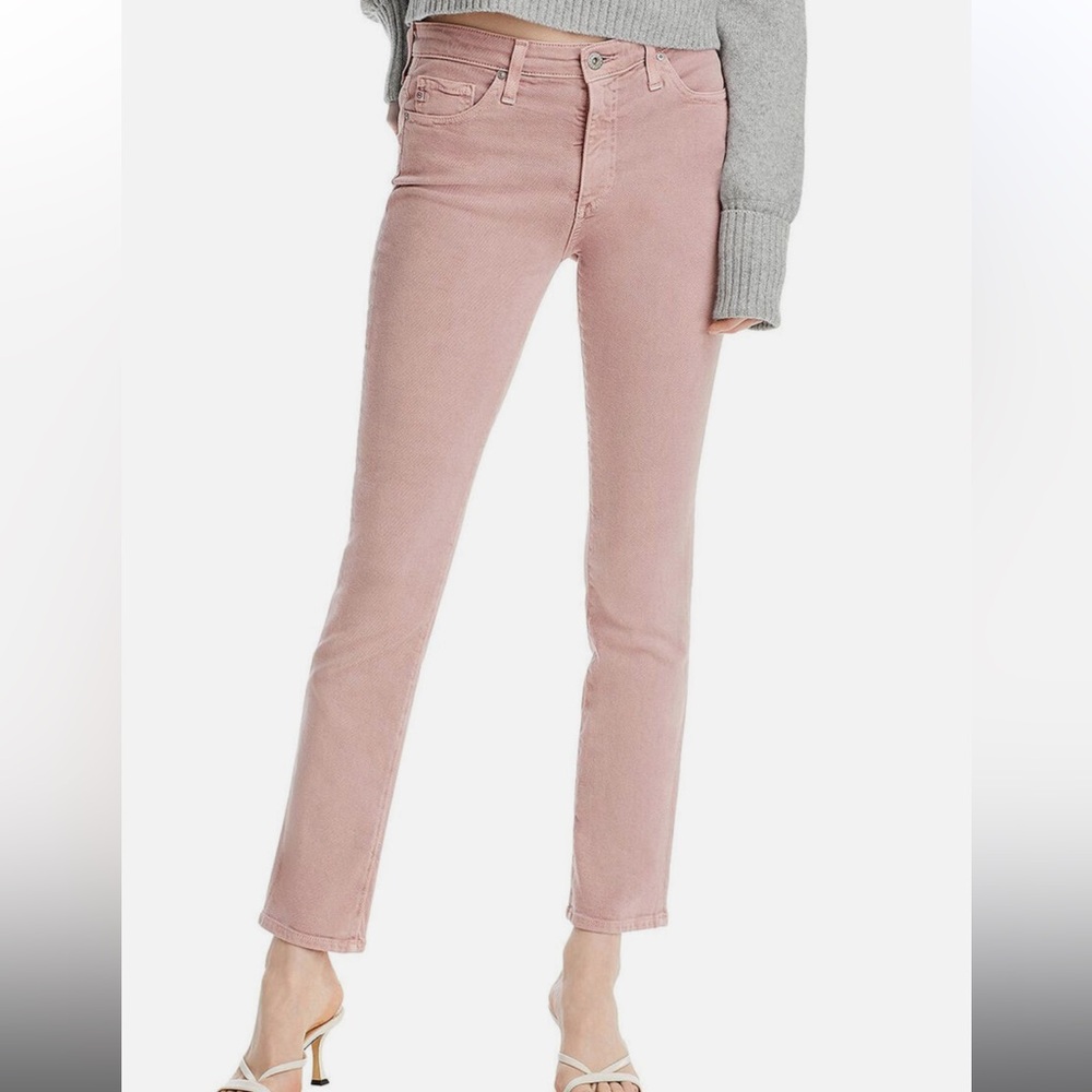 AG Mari High Rise Slim Straight Pink Jeans